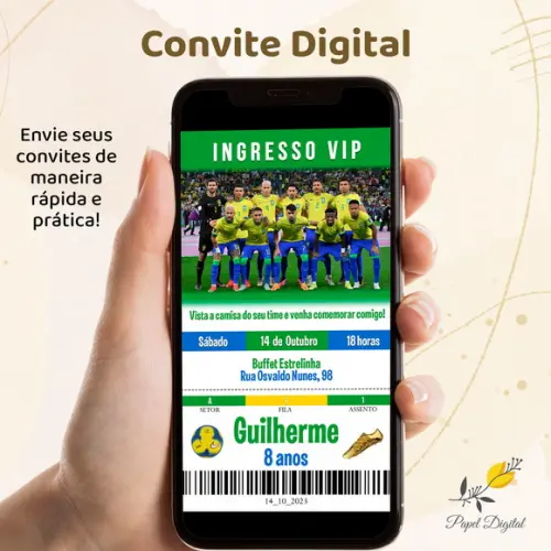 Convite Digital Seleção Brasileira Modelo 2