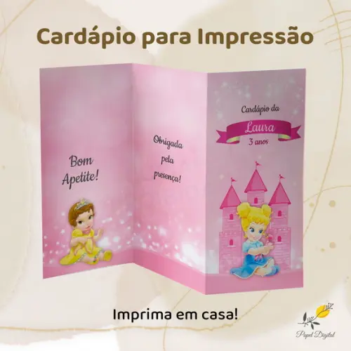Cardápio Digital Festa Infantil Princesas