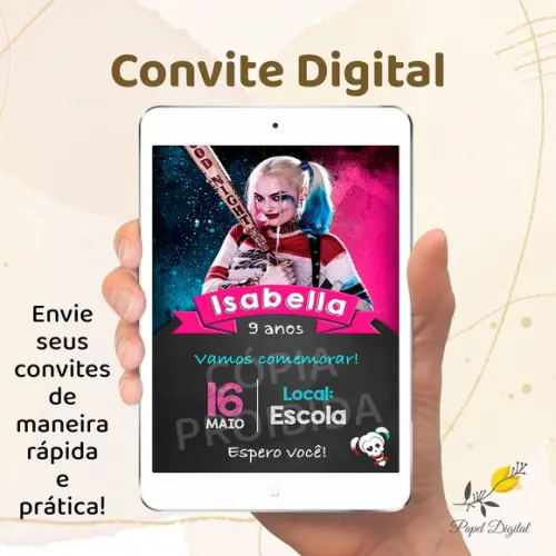 Convite Digital Arlequina Modelo 1