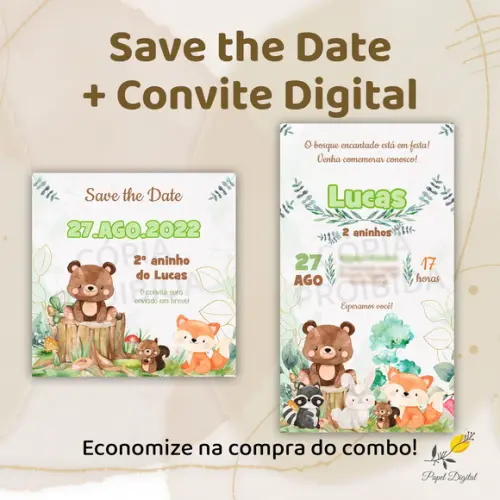 Convite + Save The Date Digital Bosque