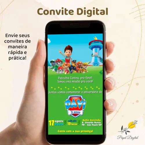 Convite Digital Patrulha Canina Modelo 11