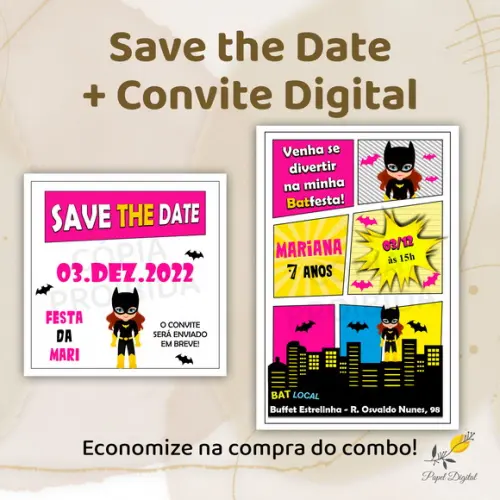 Convite + Save The Date Digital Batgirl