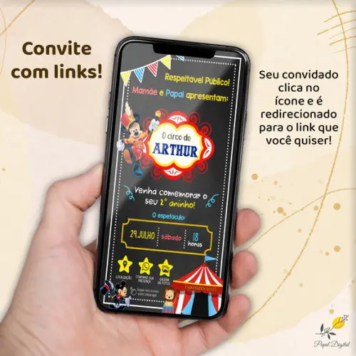 Convite Interativo Circo do Mickey