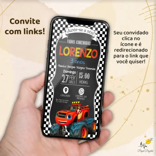 Convite Interativo Blaze And The Monster Machines