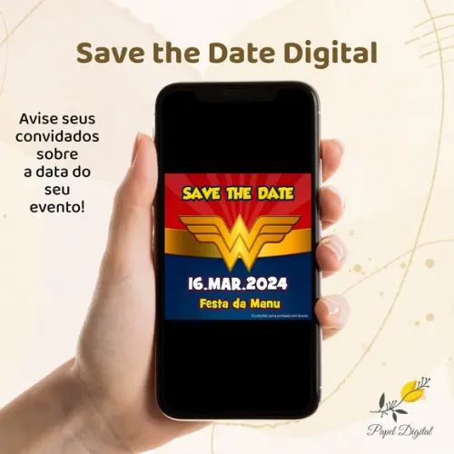 Save The Date Digital Mulher Maravilha Modelo 3