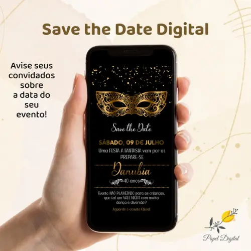 Save The Date Digital Festa à Fantasia Modelo 2