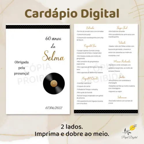 Cardápio Digital Modelo com Dobra