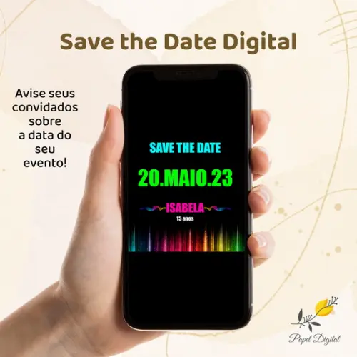 Save The Date Digital Neon Modelo 1