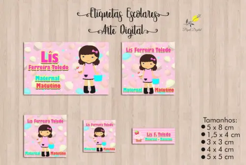 Etiquetas Escolares Menina com Cupcake - Arte Digital