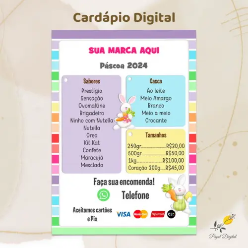 Cardápio Digital Páscoa Modelo 7