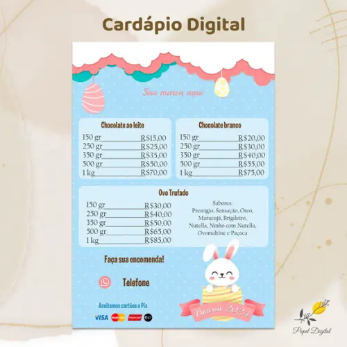 Cardápio Digital Páscoa Modelo 6