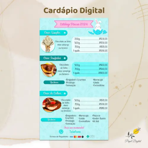 Cardápio Digital Páscoa Modelo 5