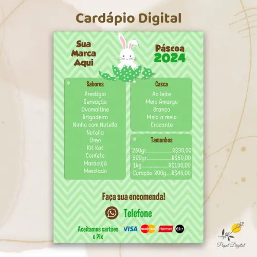 Cardápio Digital Páscoa Modelo 4