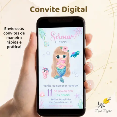 Convite Digital Sereia Modelo 5