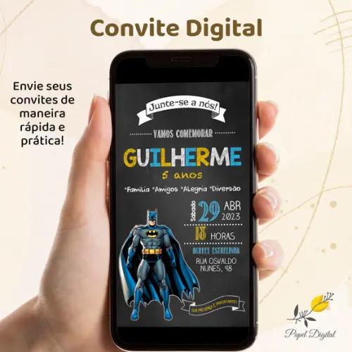 Convite Digital Batman Modelo 3