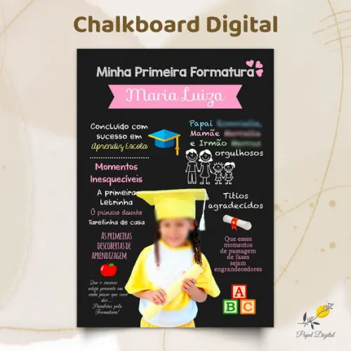 Chalkboard Digital Formatura Modelo 4
