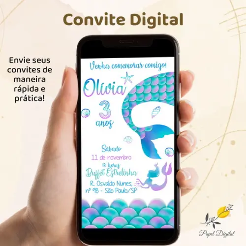 Convite Digital Sereia Modelo 4