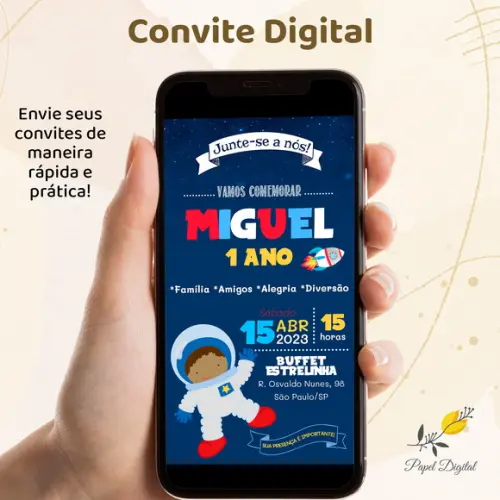 Convite Digital Astronauta Modelo 3