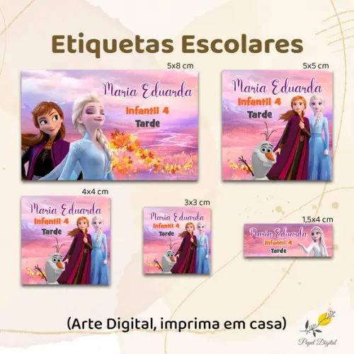 Etiquetas Escolares Frozen 2 - Arte Digital