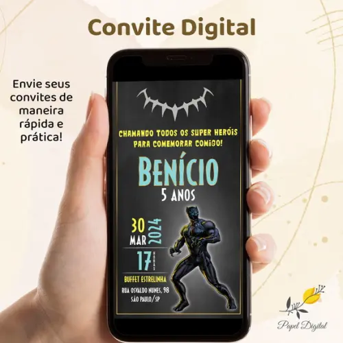 Convite Digital Pantera Negra Modelo 1