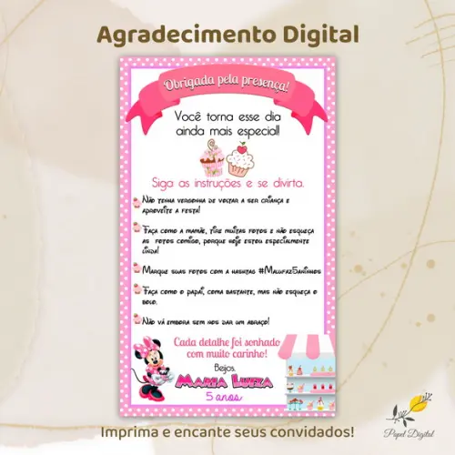 Agradecimento Digital Minnie Confeiteira