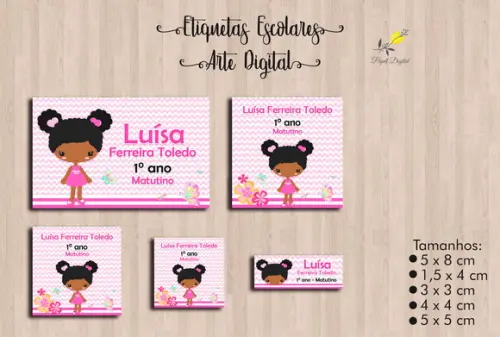 Etiquetas Escolares Menininha - Arte Digital