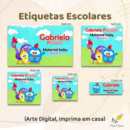 Etiquetas Escolares Galinha Pintadinha Mini - Arte Digital