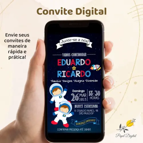 Convite Digital Astronauta Modelo 2