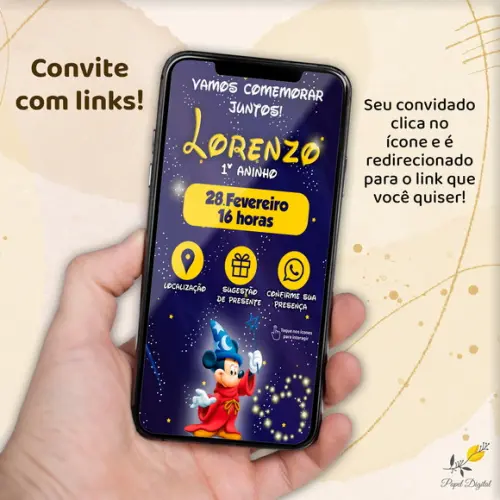 Convite Interativo Mickey Mago