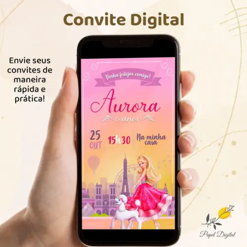 Convite Digital Barbie Modelo 2