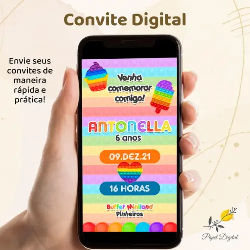 Convite Digital Pop It Modelo 4