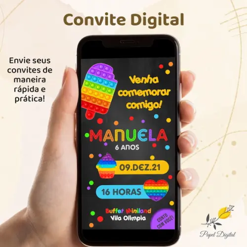 Convite Digital Pop It Modelo 2