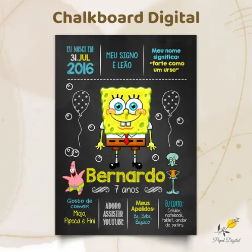 Chalkboard Digital Bob Esponja