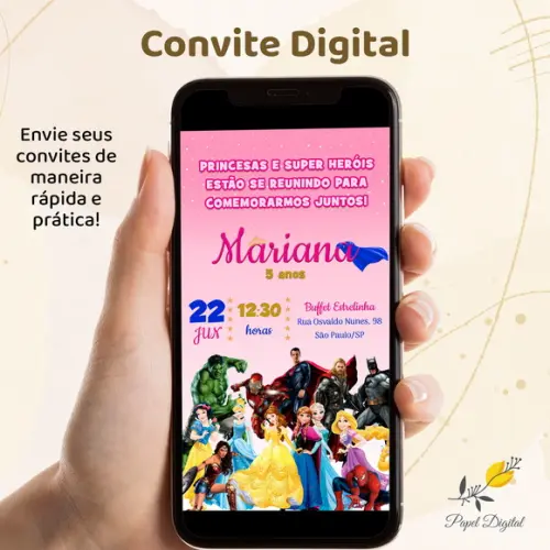 Convite Digital 2 Temas Modelo 6