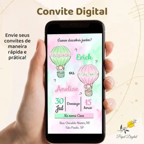 Convite Digital Chá de Revelação Modelo 10