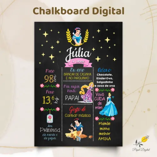 Chalkboard Digital Princesas Modelo 2