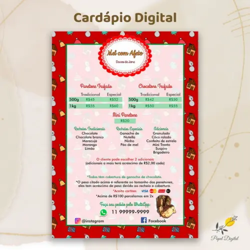 Cardápio Digital Natal Modelo 5
