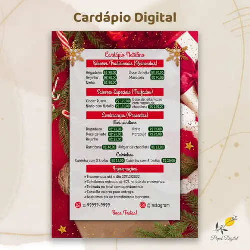 Cardápio Digital Natal Modelo 3