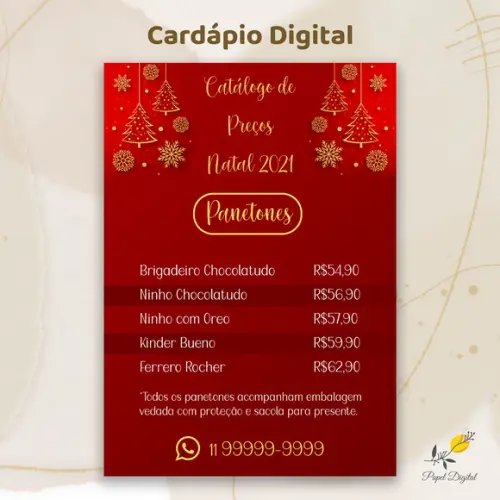 Cardápio Digital Natal Modelo 2