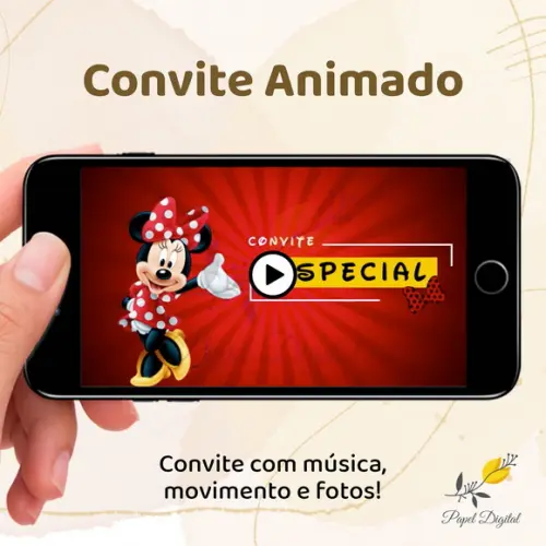 Convite Animado (Vídeo) Minnie Vermelha