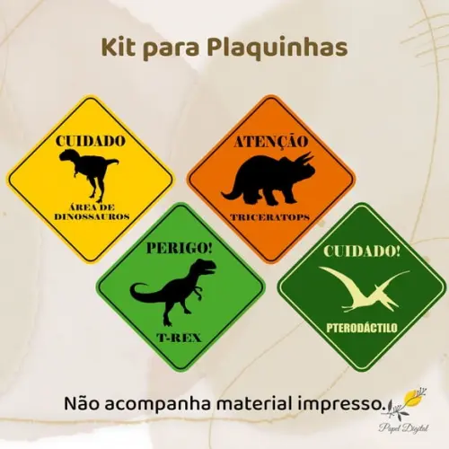 Kit Digital Placa Dinossauro - Arquivo Digital