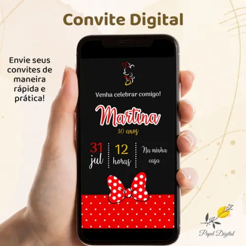 Convite Digital Minnie Modelo 9
