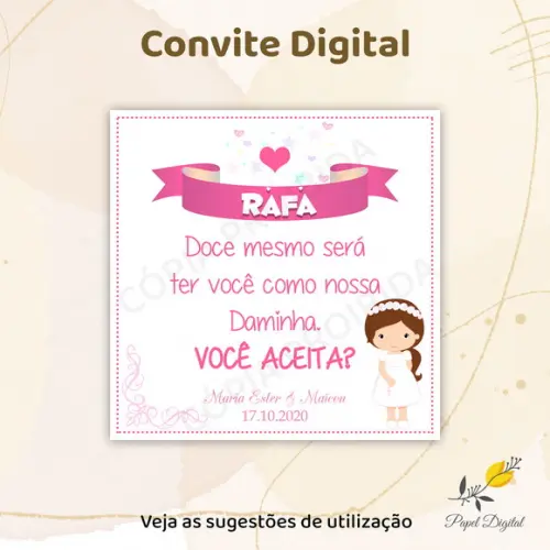 Arte Digital Convite para Daminha Modelo 1