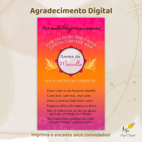 Agradecimento Aniversário Modelo 2