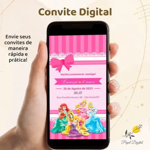Convite Digital Princesas Modelo 3