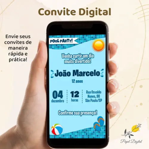 Convite Digital Festa na Piscina Modelo 2