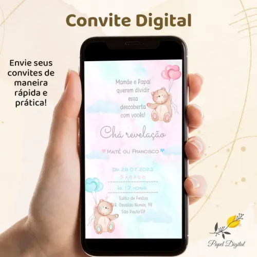Convite Digital Chá de Revelação Modelo 9