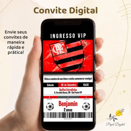 Convite Digital Flamengo Modelo 2