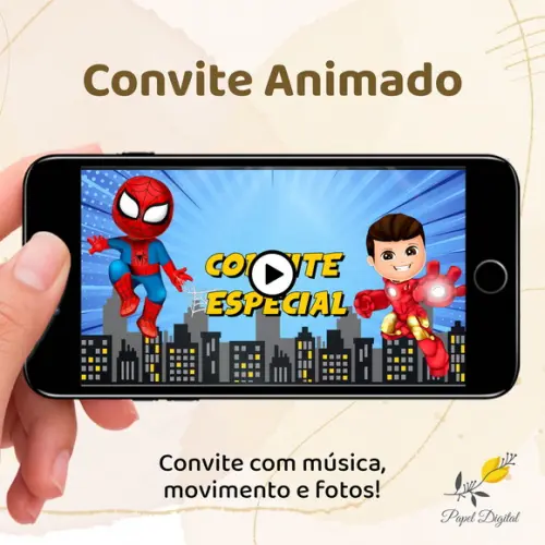 Convite Animado (vídeo) Vingadores Baby