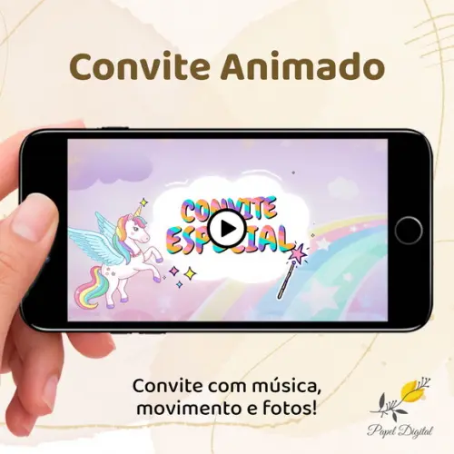 Convite Animado (vídeo) Unicórnio
